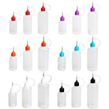30 Pcs Mixed Sized Precision Tip Applicator Bottles with Multicoloured Tips, Comes with 5 Pcs Mini Funnel for DIY Quilling Craft, Acrylic Painting, Small Gluing Projects, Oiler Bottle