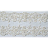 Trimscraft 3 Yards 4-1/4 Inches Wide Cotton Embroidered Lace Trimming Fabric for Garment and DIY Craft Supply Floral Pattern (Beige)