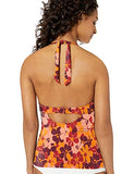 Amazon Essentials Women's Tankini Swimsuit Top, Orange Floral, XS