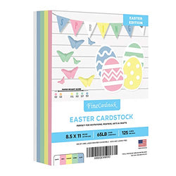Easter Colored Card Stock Paper, 8.5 x 11" Multi-Color Bulk Cardstock for Spring Greetings, Gift Tags, Art & Crafts, Invitations | 25 Pink, 25 Green, 25 Blue, 25 Canary, 25 White (125 Sheets Total)