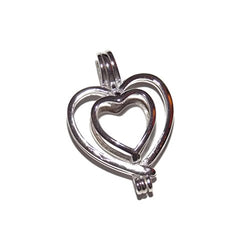 Heart Love Sterling Silver Pearl Cage Pendant - Old School Geekery TM Brand Jewelry Making Supplies