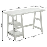 Convenience Concepts Designs2Go Trestle Desk with Shelves, White