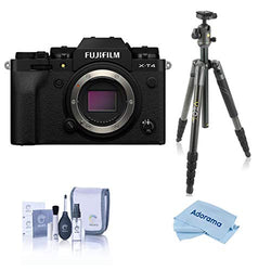 Fujifilm X-T4 Mirrorless Digital Camera Body, Black - with Vanguard VEO 2 265CB 5-Section Carbon Fiber Tripod with BH-50 Ball Head, Gray - Cleaning Kit - Microfiber Cloth