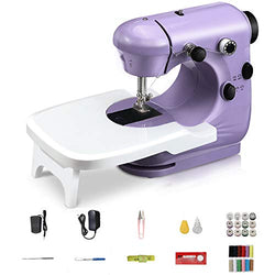 Jeteven Mini Electric Sewing Machine, Portable Household Sewing Machine Lightweight Handheld Sewing Machine Kit for Beginners, Kids, Crafting DIY, Travel (Purple)
