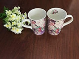 Lightahead Elegant Bone China Two Mugs set in Romantic Roses Design 11.2 oz each cup in