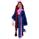 Barbie Dolls and Accessories Barbie Extra Doll with Burgundy Braids and Pet Puppy Furry Jacket Toys and Gifts for Kids