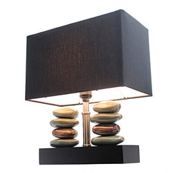 Elegant Designs LT1036-BLK Rectangular Dual Stacked Stone Ceramic Table Lamp, 14.5" x 12" x 6.3",