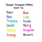 Sharpie 1810704  Permanent Markers, Brush Tip, Assorted, 12 Pack