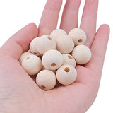 BronaGrand 100pcs 16mm Natural Color Round Ball Wood Spacer Beads Jewelry Findings Charms