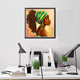 SKRYUIE 5D Full Drill Diamond Painting Green African Woman by Number Kits, Paint with Diamonds Arts Embroidery DIY Craft Set Arts Decorations (14x14 inch)
