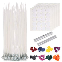 Sntieecr 210 Pieces Candle Making Kit Supplies, DIY Candles Craft Tools with 8 Colors Wax Candle Dye, 100 PCS Candle Wicks, 100 PCS Candle Wicks Sticker and 2 PCS Candle Wicks Holder