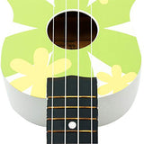DishyKooker 21inch Ukulele Flower Pattern Basswood Ukelele 4 Strings Instrument with Bag+Strap+String+Capo for Music Performance Green