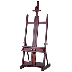 MEEDEN Walnut Large H- Frame Studio Easel, Solid Beech Wood Easel for Heavy Duty, Adjustable Floor Easel, for Acrylic, Watercolor, Oil Painting, Doing Pastel, Portrait Work, Hold Canvas up to 77"