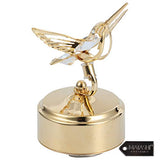 Matashi 24K Gold Plated Music Box with Crystal Studded Bee-Hummingbird Figurine, Decorative Tabletop Showpiece Centerpiece for Living Room Gift for Christmas Birthday Holiday Valentine's Day - Memory
