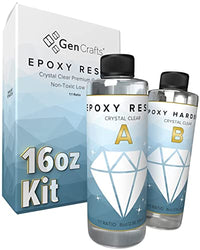 16 oz Epoxy Resin Kit by GenCrafts - Crystal Clear and Perfect for Silicone Molds, Jewelry, Art, Coating, Tumblers, and More - for use with Additives Like Glitter, Mica Powder, and Liquid Pigment