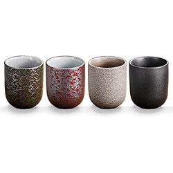 Lxuwbd-Handmade Japanese and Chinese ceramic teacups, coffee cups, latte cups, set of 4 (Four-color, 4)