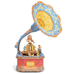Rolife DIY Music Box Vintage Gramophone 3D Wooden Puzzle Crafts for Adults