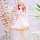 Y&D BJD Doll 1/4 17.4 Inch Pink Long Hair Fairy Girl Doll Ball Jointed SD Doll with Full Set Clothes Shoes Wig Makeup, Fit Cosplay Party Dress Up