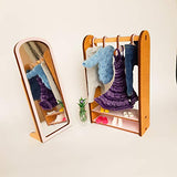 Wooden wardrobe for doll – scale 1:6 doll clothes rack, mirror for doll house