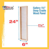 U.S. Art Supply 6" x 24" Birch Wood Paint Pouring Panel Boards, Gallery 1-1/2" Deep Cradle (Pack of 2) - Artist Depth Wooden Wall Canvases - Painting Mixed-Media Craft, Acrylic, Oil, Encaustic