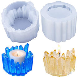 2 Pieces Candle Holder Resin Silicone Molds Candlestick Crystal Shape Epoxy Casting Molds for DIY Crafts Casting Jewelry Storage Box Dish Bowl Trinket Container Home Decoration