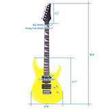 Waful Novice Entry Level 170 Electric Guitar HSH Pickup Bag Strap Paddle Rocker Cable Wrench Tool Yellow