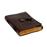 Leather Sun and Moon Stone Tiger 8X6" Brown Leather Journal for Women Leather Journal for Men Leather Sketchbook Leather Blank book Unlined Deckle Edge Paper
