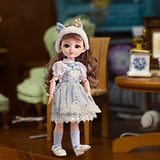 shamjina BJD Doll 23 Ball Jointed Doll with Dress, Fashion Doll 3D Eyes Makeup Long Hair DIY Toy Beautiful 31cm Fashion Doll Lovely Doll for Gift, Violet