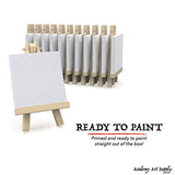 3"x3" Canvas for Painting with Easel, Academy Art Supplies (12 Pack)