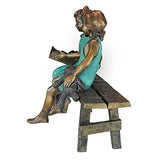 Design Toscano Read to Me Boy and Girl on Bench Cast Bronze Garden Statue