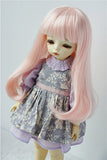 Wigs Only! JD319 6-7inch 16-18CM 1/6 YOSD Wigs Synthetic Mohair Long Slight Curly BJD Hair (Pink)