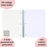 Yoobi | Spiral Notebooks | Variety 6 Pack in Fun Ice Cream, Palm Leaves & Flamingo Patterns | 1 Subject | 100 College Ruled Sheets | 3 Hole Punched and Perforated | 8" x 10.5" Paper | Pack of 6