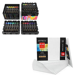 Arteza Acrylic Paint and Canvas Bundle, Painting Art Supplies for Artist, Hobby Painters & Beginners