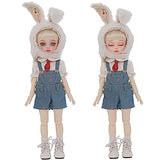 Educational Model Bjd Dolls 1/6 Sd Smart Doll 18 Inch 18 Ball Jointed Doll Fresh Bunny Ears DIY Toys with Full Set Clothes Shoes Wig Makeup, Best Gift for Girls (Color : Sleep Eyes)