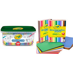 Crayola 240 Crayons, Bulk Crayon Set, 2 of Each Color, Gift for Kids, Ages 3, 4, 5, 6, 7 & Construction Paper, 240 Count, 2-Pack (total 480 count)