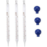 OESS Glass Graduated Dropper Pipettes 5ml with Blue Silicone Caps Pk/3