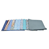 RayLineDo 10pcs 16 x 16 inches (40cmx40cm) Print Cotton Blue Series Fabric Bundle Squares Patchwork