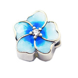 CKK Fits Pandora Charms Bracelets 925 Sterling Silver Beads Blue Plumeria Floral Bead Charms for