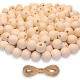 VEZZIL 150 Pieces 20mm Wooden Beads for Crafts, with 10 Meter Jute Twine, Unfinished Wood Beads for Garland, Macrame, Jewelry Making, Farmhouse Decor and Crafting DIY