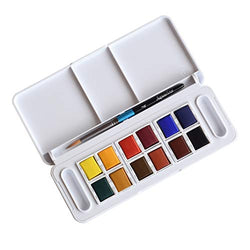 Daler-Rowney Aquafine 12 Half Pan Travel Watercolor Set, Assorted Colors