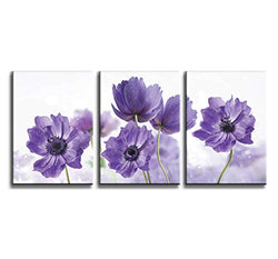 Canvas Art Wall Decor for Bedroom Purple Flower Bloom Close Up Pictures Prints on Canvas Wall Decoration for Bedroom Simple Life Modern Minimalism Artwork Framed Wall Art 3 Piece Canvas Wall Art Set