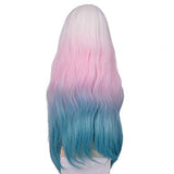 MUZI Wig BJD SD Doll Hair Wig Heat Resistant Wire Long Curly White Pink Blue Green Ombre Wigs for 1/3 Dolls (01)