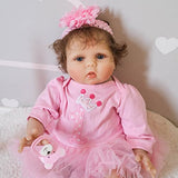 Asmork Lifelike Reborn Baby Dolls Girl, Realistic 22 Inch Weighted Newborn Baby Dolls, Soft Silicone Baby Doll with Clothes and Toy Accessories, Kids Gift or Playmate for Age 3+ (Elva-22 Inch)
