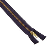 COATS & CLARK F25 20-13 Heavyweight Brass Separating Metal Zipper, 20", Navy