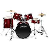 Ashthorpe 5-Piece Full Size Adult Drum Set with Remo Heads & Premium Brass Cymbals - Complete Professional Percussion Kit with Chrome Hardware - Red