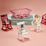 2 Pieces Miniature Rocking Chairs Dollhouse Wooden Rocking Chair 1:12 Wooden Chair Dollhouse Furniture DIY Ornament Kit for Dollhouse Home Decoration Scene Shooting, White and Red