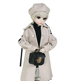 Proudoll 1/3 BJD Doll 60cm 24Inches Ball Jointed SD Dolls Move Joints Action Figures Caroline + Beret + Wig + Coat + Dress + Handbag + Boots