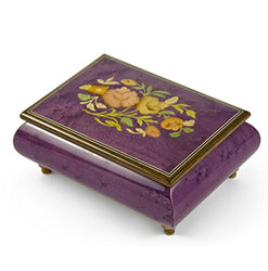 Old World 18 Note Italian Violet Floral Music Jewelry Box - Many Songs to Choose - Don't It Make My Brown Eyes Blue
