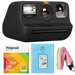 Polaroid GO Instant Mini Camera Black + Polaroid GO Color Film – Double Pack + Album + Strap