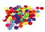 RayLineDo Pack of 100 Mixed Bright Candy Color Plain Round 2 Holes Resin Buttons for Crafting